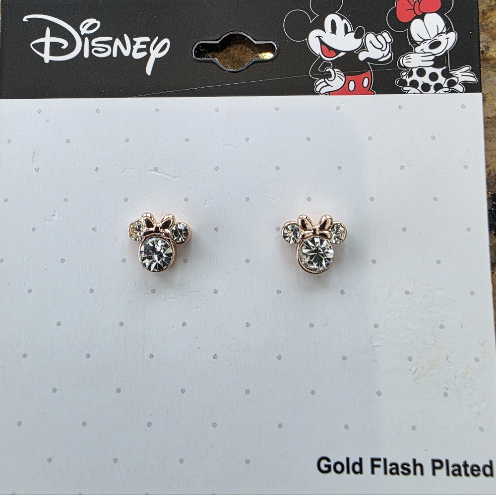Disney Rose Gold and Silver Minnie Mouse Earrings